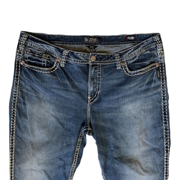 Silver Jeans Suki Mid Capri Womens Jeans Tag 22 Blue W42xL24 Stretch Denim - Picture 4 of 12